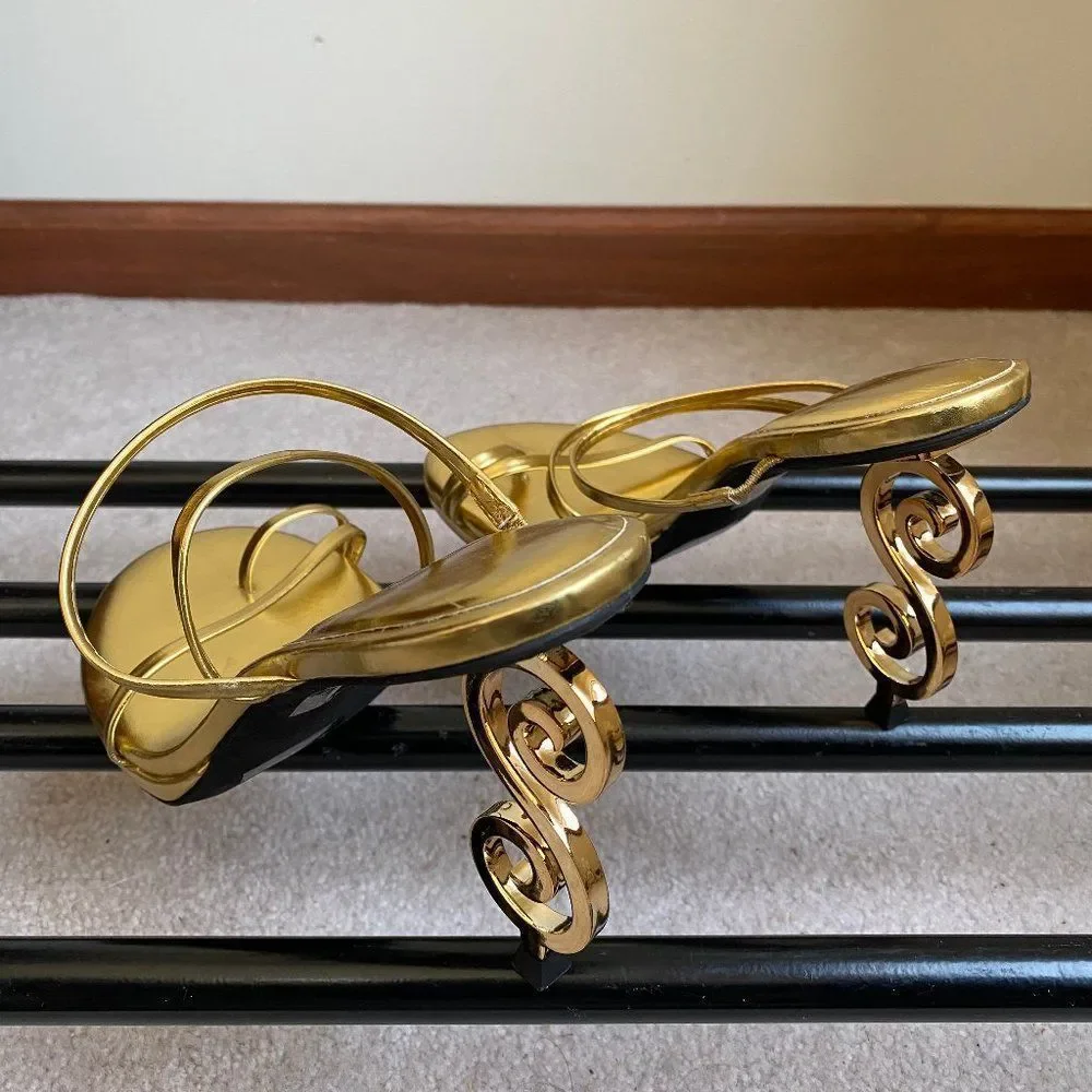 JEFFREY CAMPBELL Women Metallic Gold S Shaped Heel Sandals - NEW NWOB Size: 8 Me - Picture 4 of 7